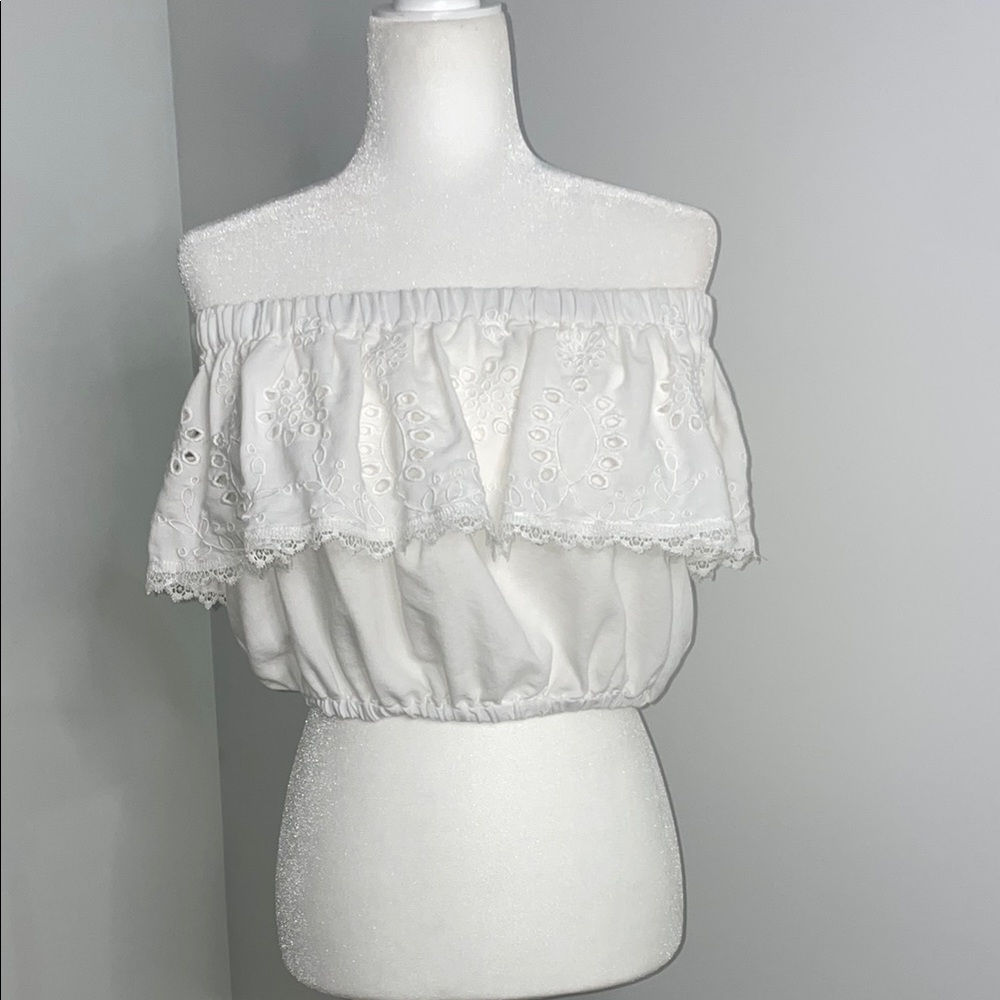Miami Cream Sleeveless Ruffled Smocked Blouse